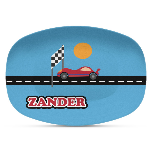 Custom Race Car Plastic Platter - Microwave & Oven Safe Composite Polymer (Personalized)