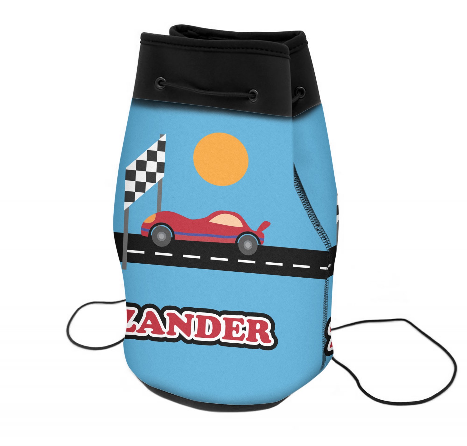 Race Car Neoprene Drawstring Backpack (Personalized) YouCustomizeIt