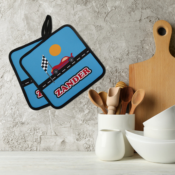 Race Car Neoprene Pot Holder - Set of 2  LIFESTYLE