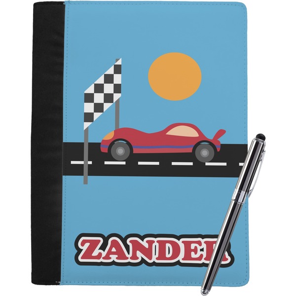 Custom Race Car Notebook Padfolio - Large w/ Name or Text