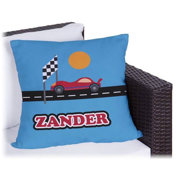 Custom Race Car Outdoor Pillow - 16" (Personalized)
