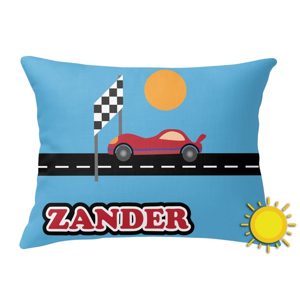 Custom Race Car Outdoor Throw Pillow (Rectangular) (Personalized)
