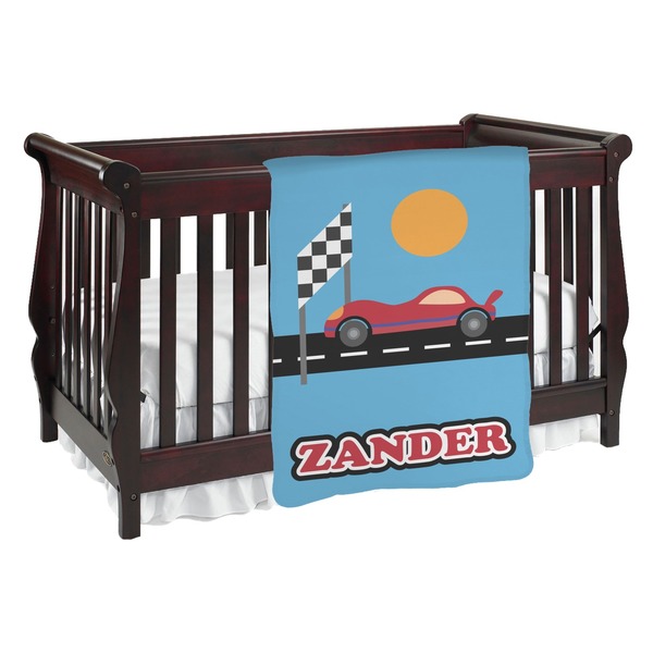 Custom Race Car Baby Blanket (Double Sided) (Personalized)