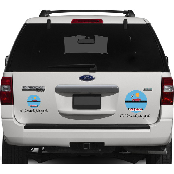 Race Car Personalized Car Magnets on Ford Explorer