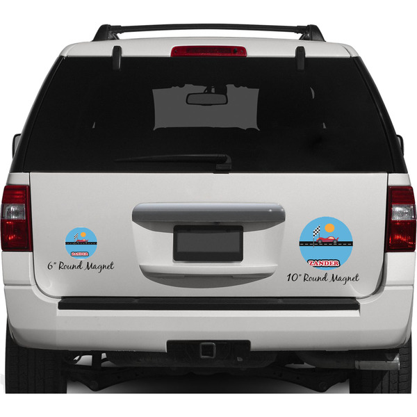 Race Car Personalized Car Magnets on Ford Explorer