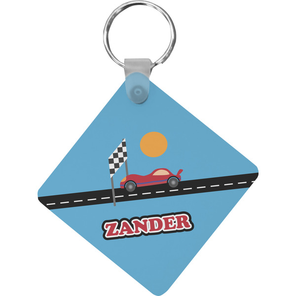 Custom Race Car Diamond Plastic Keychain w/ Name or Text