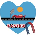 Race Car Heart Fridge Magnet (Personalized)