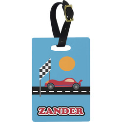 Race Car Plastic Luggage Tag - Rectangular w/ Name or Text