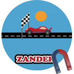 Race Car Round Fridge Magnet (Personalized)