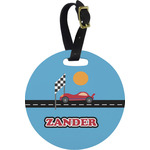Race Car Plastic Luggage Tag - Round (Personalized)