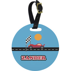 Race Car Plastic Luggage Tag - Round (Personalized)