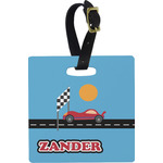 Race Car Plastic Luggage Tag - Square w/ Name or Text