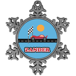 Race Car Vintage Snowflake Ornament (Personalized)
