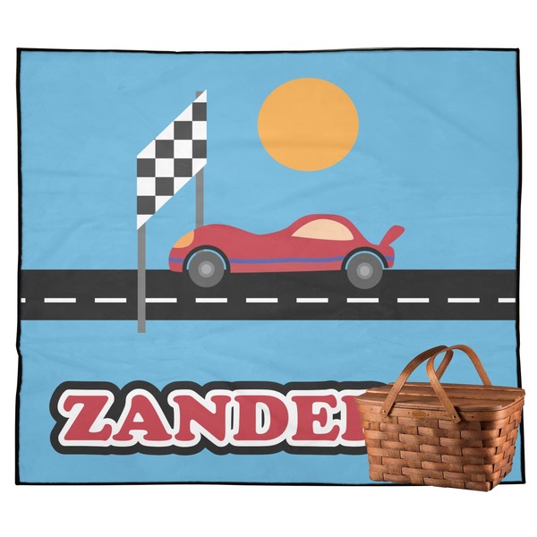 Custom Race Car Outdoor Picnic Blanket (Personalized)