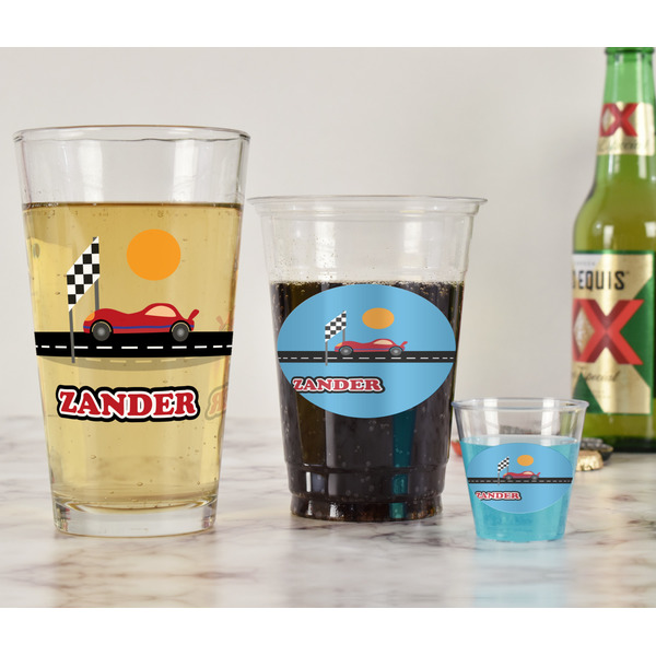 Race Car Pint Glass - Full Fill w Transparency - In Context