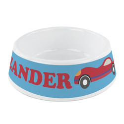 Race Car Plastic Dog Bowl - Small (Personalized)