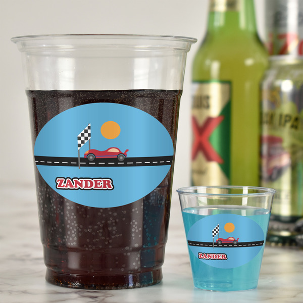 Race Car Plastic Shot Glasses - In Context