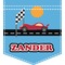 Race Car Iron On Faux Pocket (Personalized)