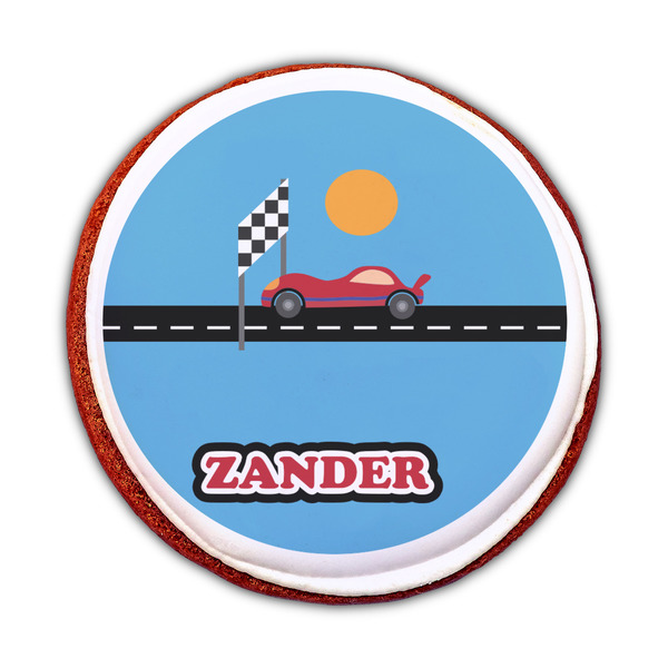 Race Car Printed Icing Circle - Medium - On Cookie