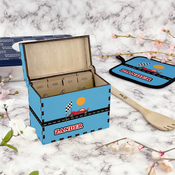 Race Car Recipe Box - Full Color - In Context