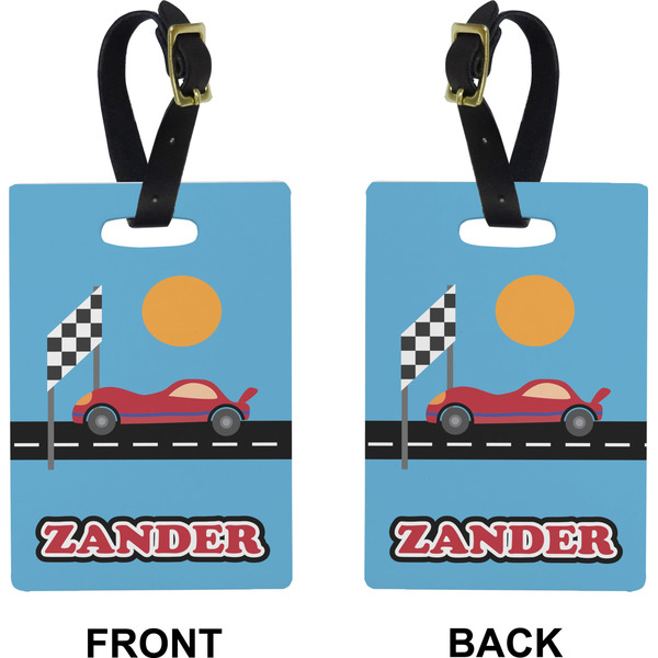Race Car Rectangle Luggage Tag (Front + Back)