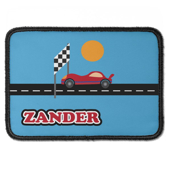 Custom Race Car Iron On Rectangle Patch w/ Name or Text