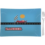 Race Car Rectangular Glass Appetizer / Dessert Plate - Single or Set (Personalized)