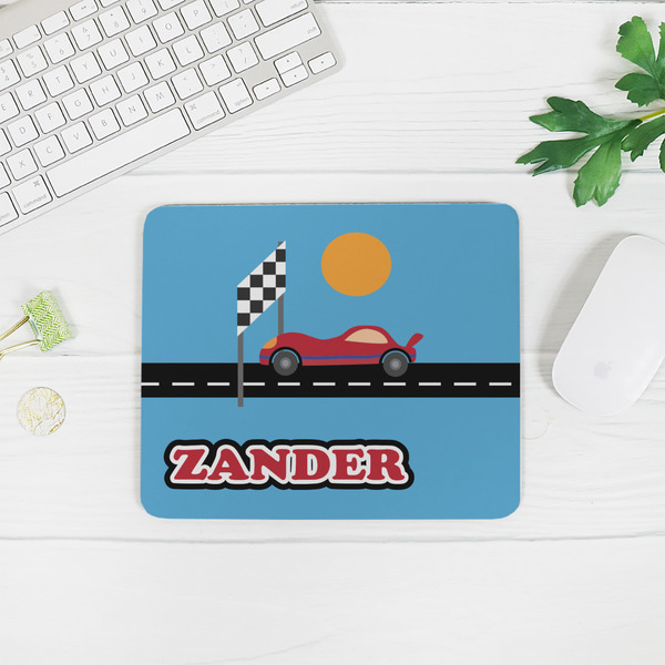 Race Car Rectangular Mouse Pad - LIFESTYLE 2
