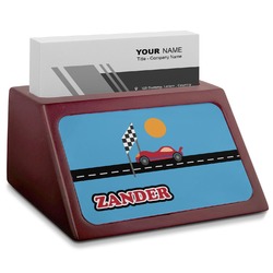 Race Car Red Mahogany Business Card Holder (Personalized)