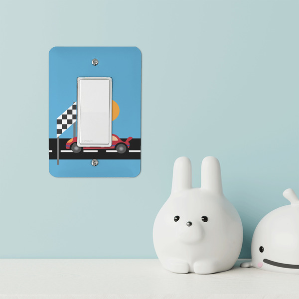 Race Car Rocker Light Switch Covers - Single - IN CONTEXT