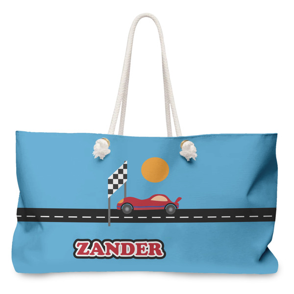 Custom Race Car Large Tote Bag with Rope Handles (Personalized)