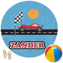 Race Car Round Beach Towel (Personalized)