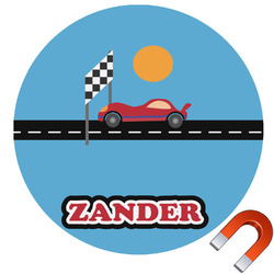 Race Car Round Car Magnet - 6" (Personalized)