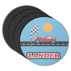 Race Car Round Rubber Backed Coasters - Set of 4 (Personalized)