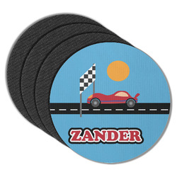 Race Car Round Rubber Backed Coasters - Set of 4 (Personalized)