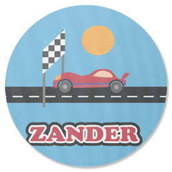 Race Car Round Rubber Backed Coaster (Personalized)