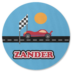 Race Car Round Rubber Backed Coaster (Personalized)