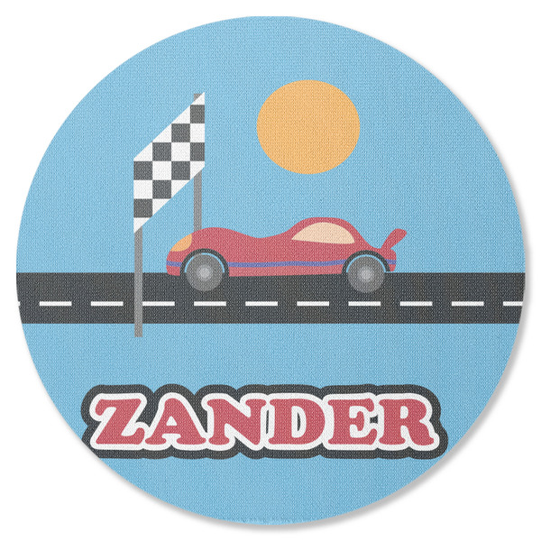 Custom Race Car Round Rubber Backed Coaster (Personalized)