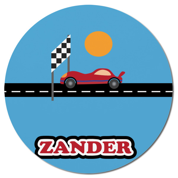 Race Car Round Fridge Magnet - FRONT