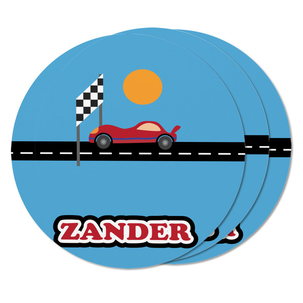 Race Car Round Fridge Magnet - THREE