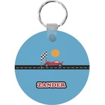 Race Car Round Plastic Keychain (Personalized)