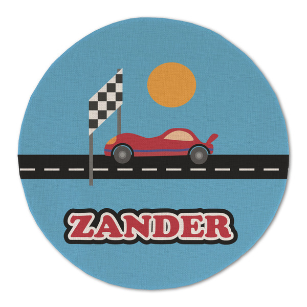 Custom Race Car Round Linen Placemat - Single Sided (Personalized)