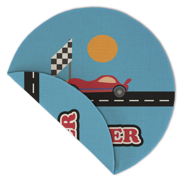 Race Car Round Linen Placemats - Front (folded corner double sided)