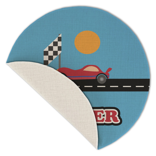 Race Car Round Linen Placemats - Front (folded corner single sided)