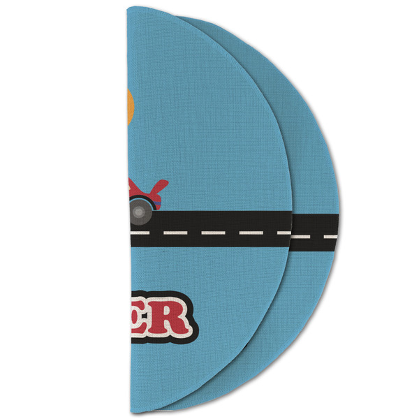 Race Car Round Linen Placemats - HALF FOLDED (double sided)