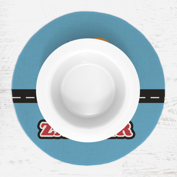 Race Car Round Linen Placemats - LIFESTYLE (single)