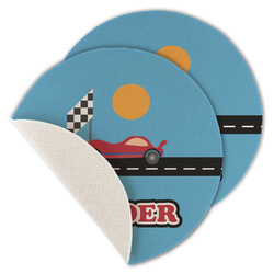 Race Car Round Linen Placemat - Single Sided - Set of 4 (Personalized)