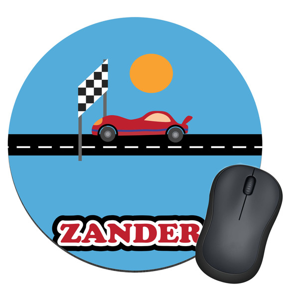 Custom Race Car Round Mouse Pad (Personalized)
