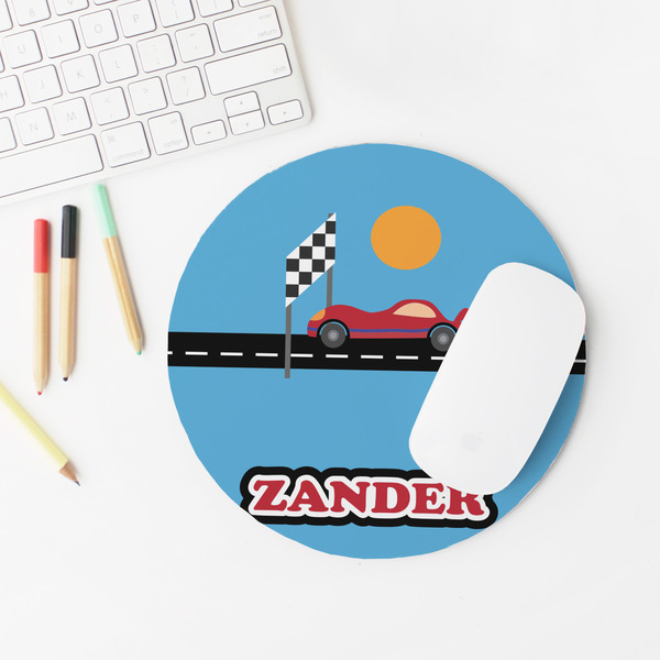 Race Car Round Mousepad - LIFESTYLE 2