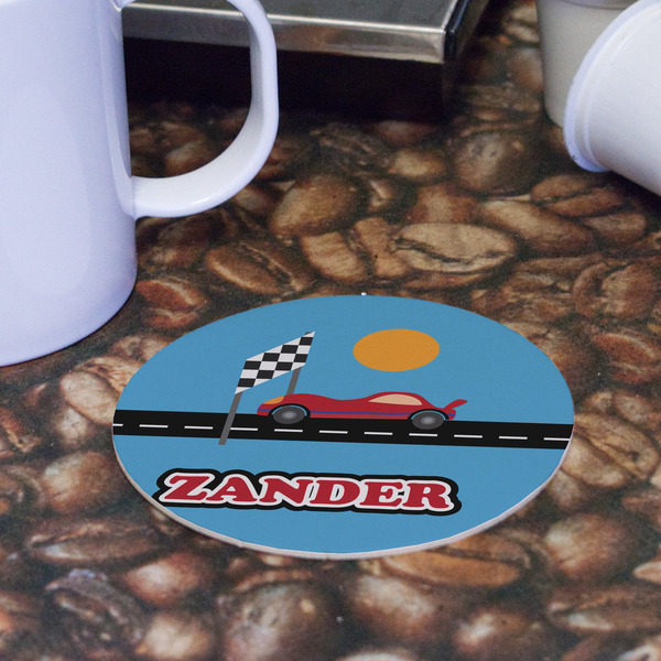 Race Car Round Paper Coaster - Front